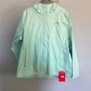 Mint green rain jacket North face